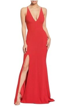 Dress The Population, Bridal, Iris Slit Crepe Gown, Red